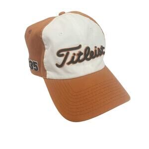 Titleist A-Flex Orange Script 1935 Adult L/XL Hat Cap White Blue Orange